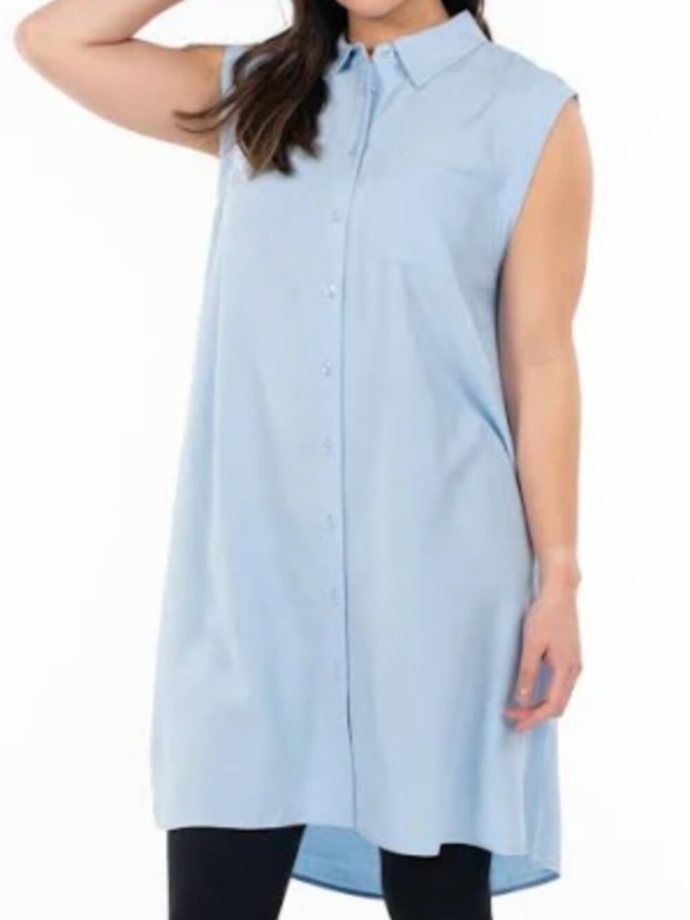 SweetLegs Sleeveless Shirt Dress 'Chambray Blue' Size L NWOT